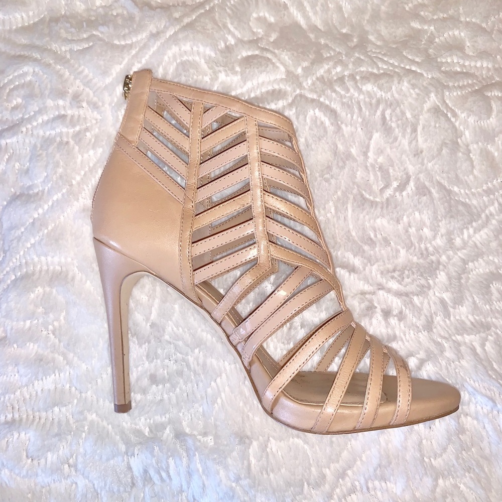 Gianni Bini Leuca Caged Leather Heels, 10M